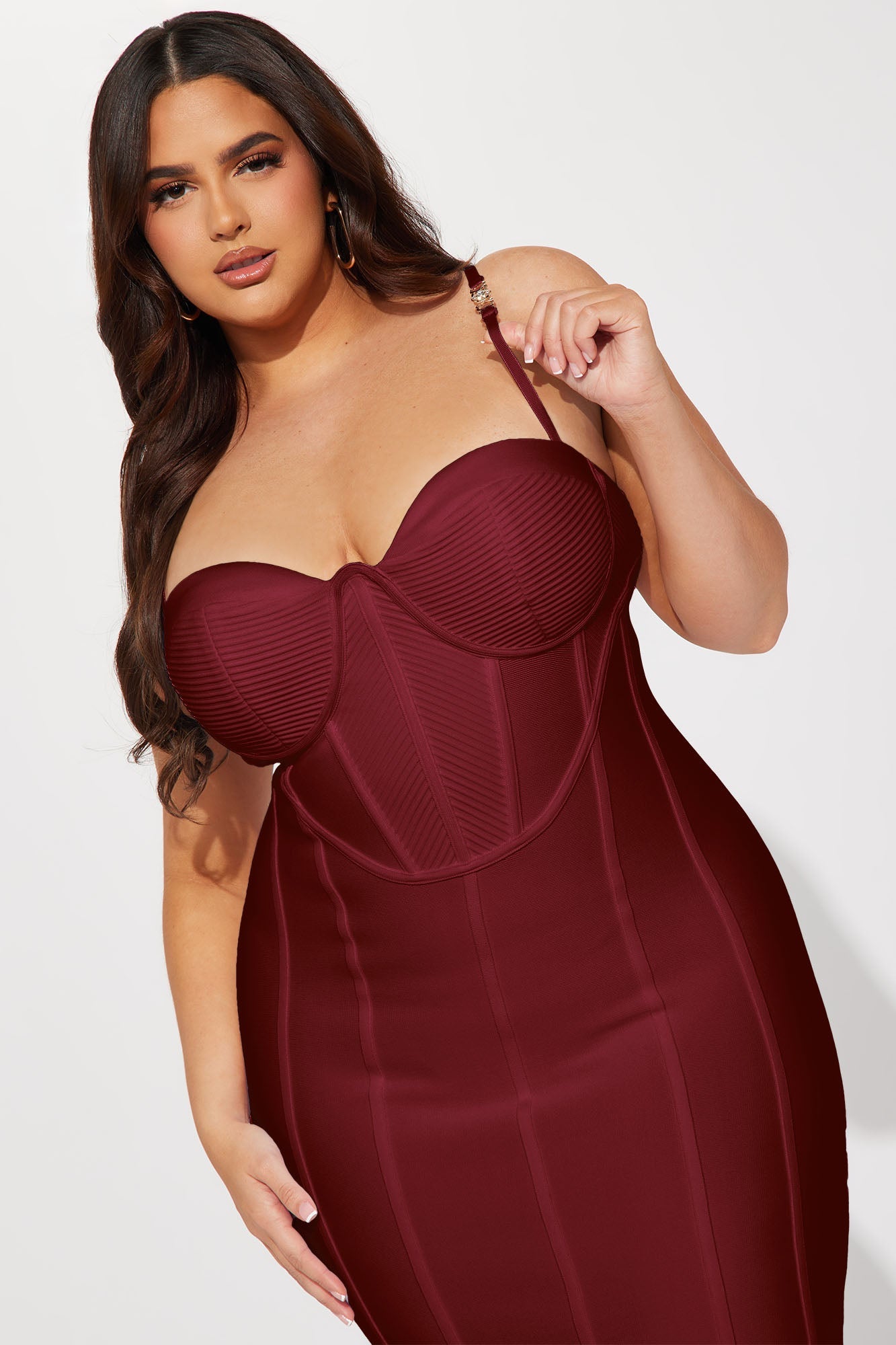 Victoria Bandage Midi Dress - Wine