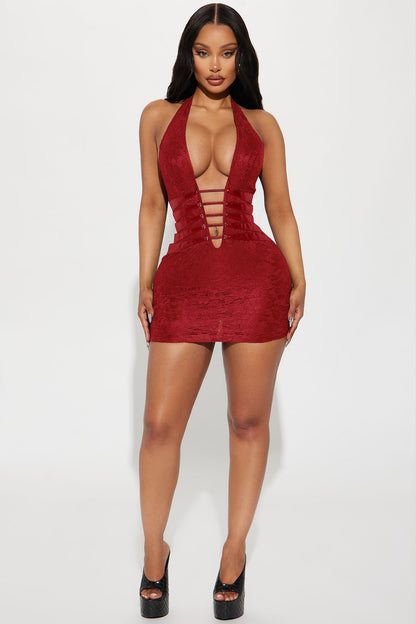 Kendra Lace Mini Dress - Red