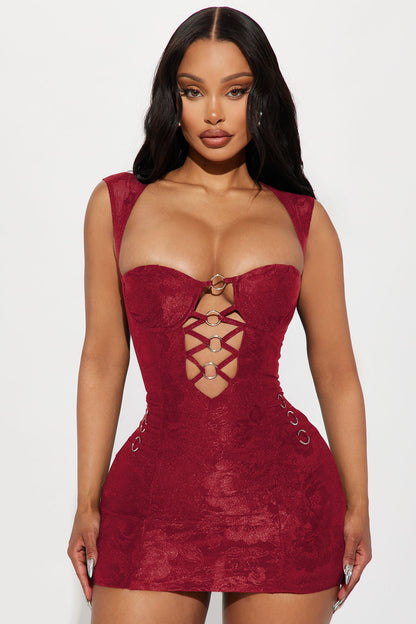 Liliana Lace Micro Mini Dress - Red