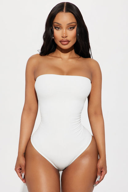 Demi Double Lined Tube Bodysuit - White