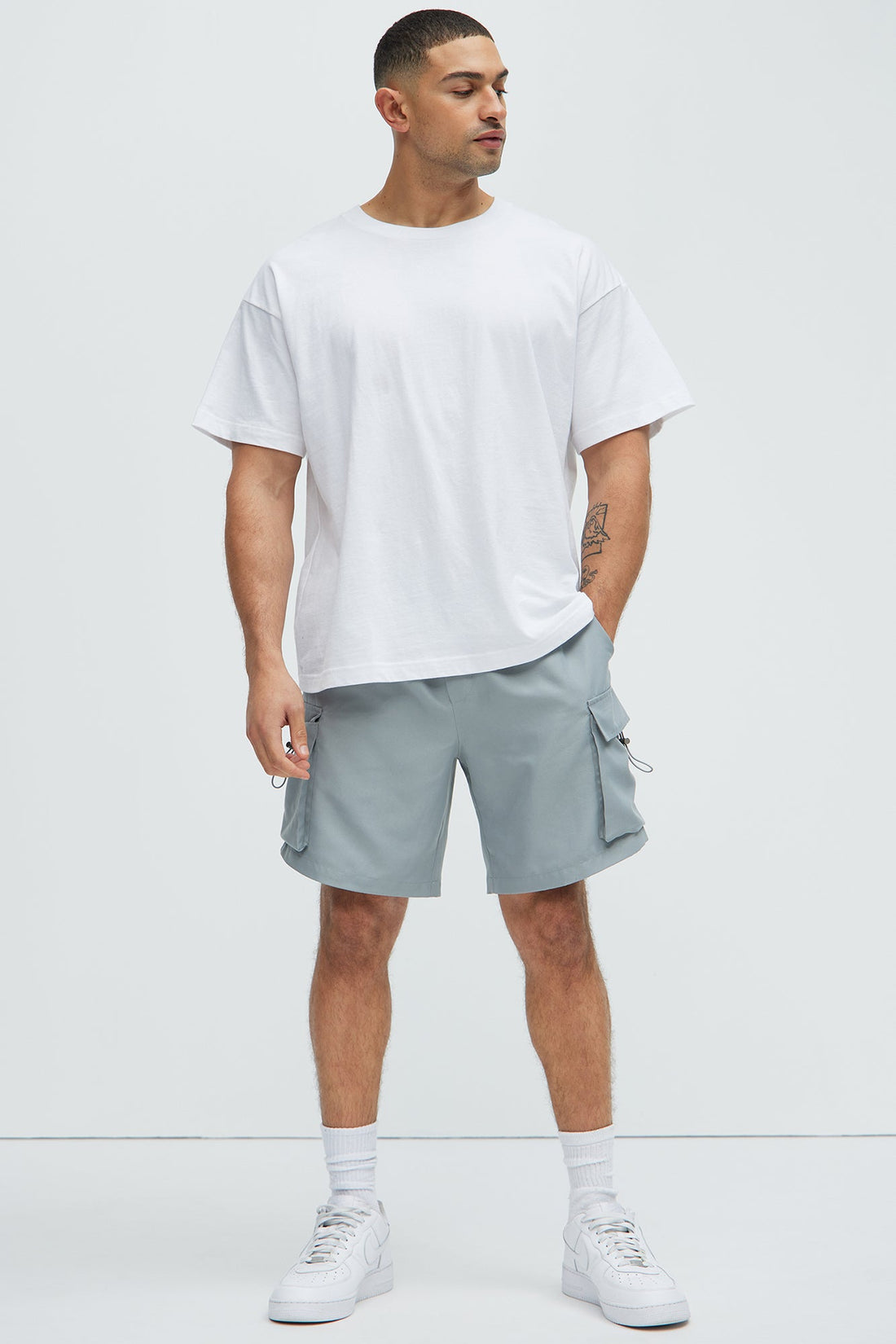 Keep It Coming Cargo Nylon Shorts - Grey