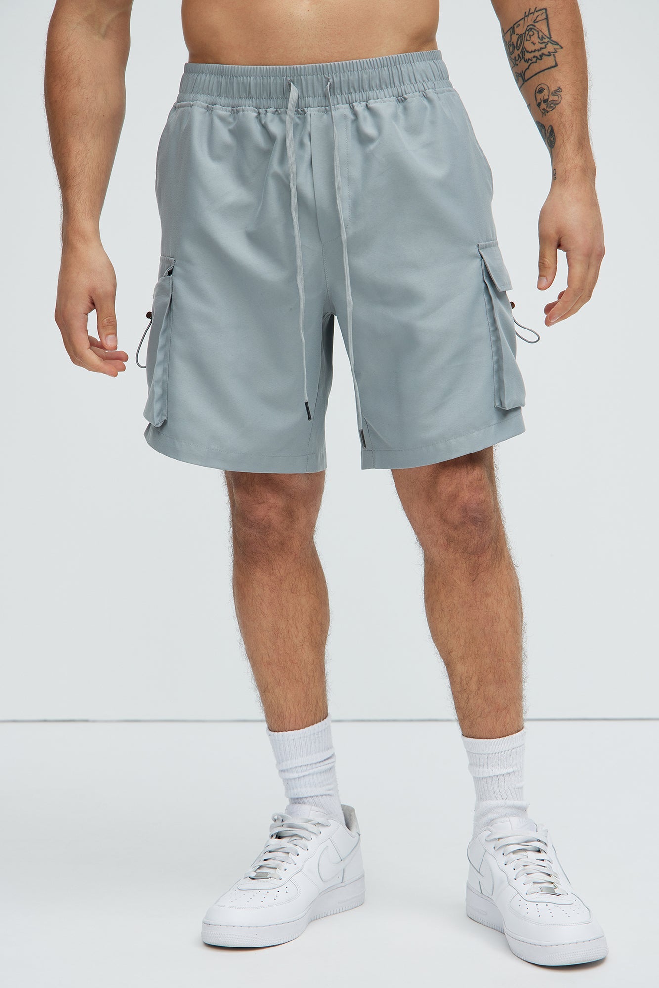 Keep It Coming Cargo Nylon Shorts - Grey