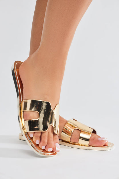 Jackie Flat Sandals - Gold