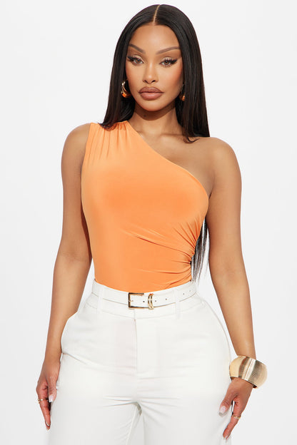 Living Proof One Shoulder Ruched Bodysuit - Orange