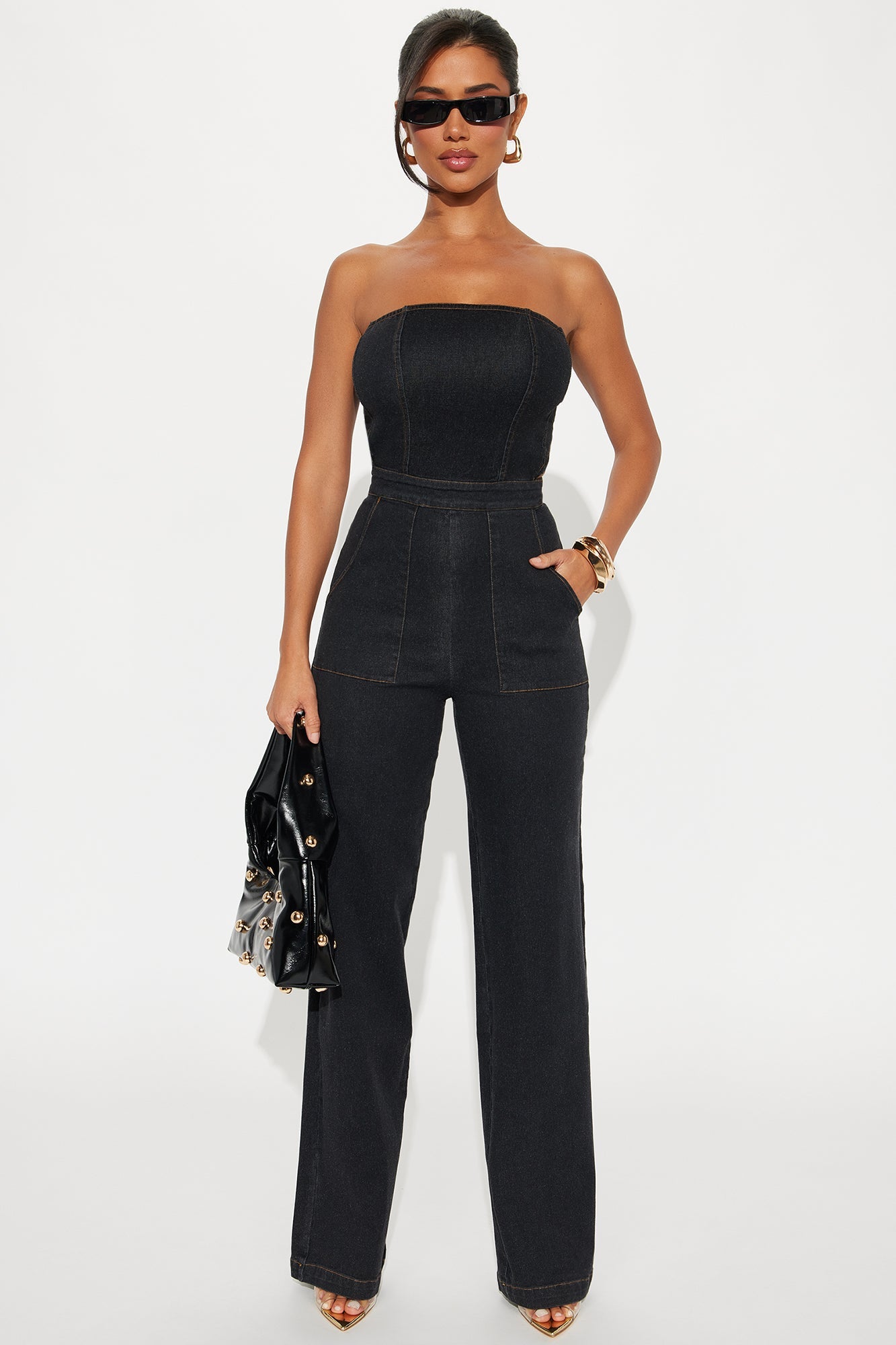 Candace Denim Jumpsuit - Black