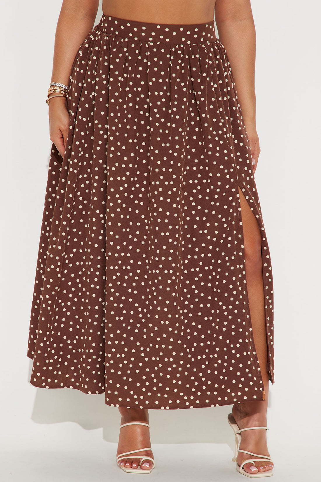 Sammie Polka Dot Midi Skirt - Chocolate