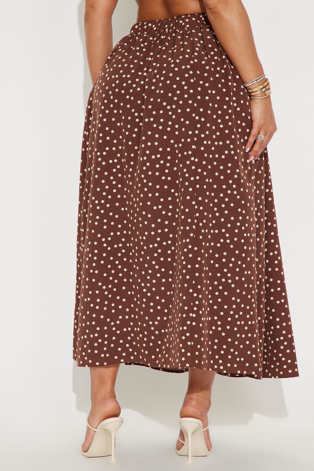 Sammie Polka Dot Midi Skirt - Chocolate