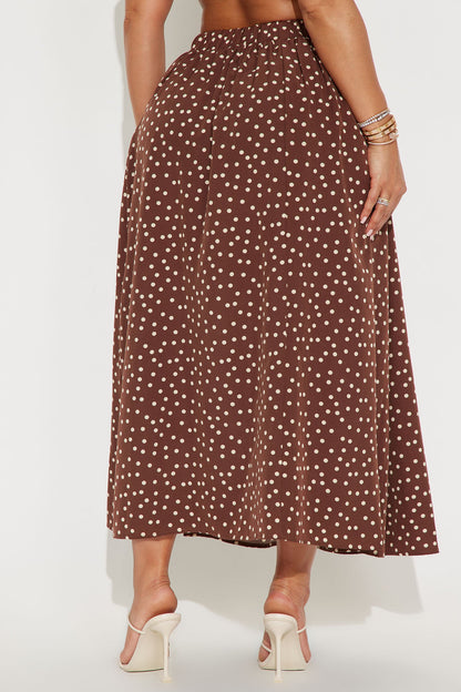 Sammie Polka Dot Midi Skirt - Chocolate