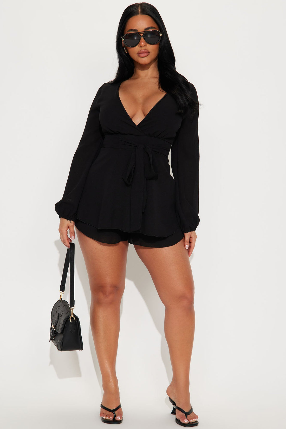 Hard To Resist Chiffon Romper - Black