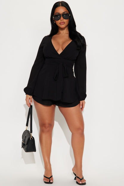 Hard To Resist Chiffon Romper - Black