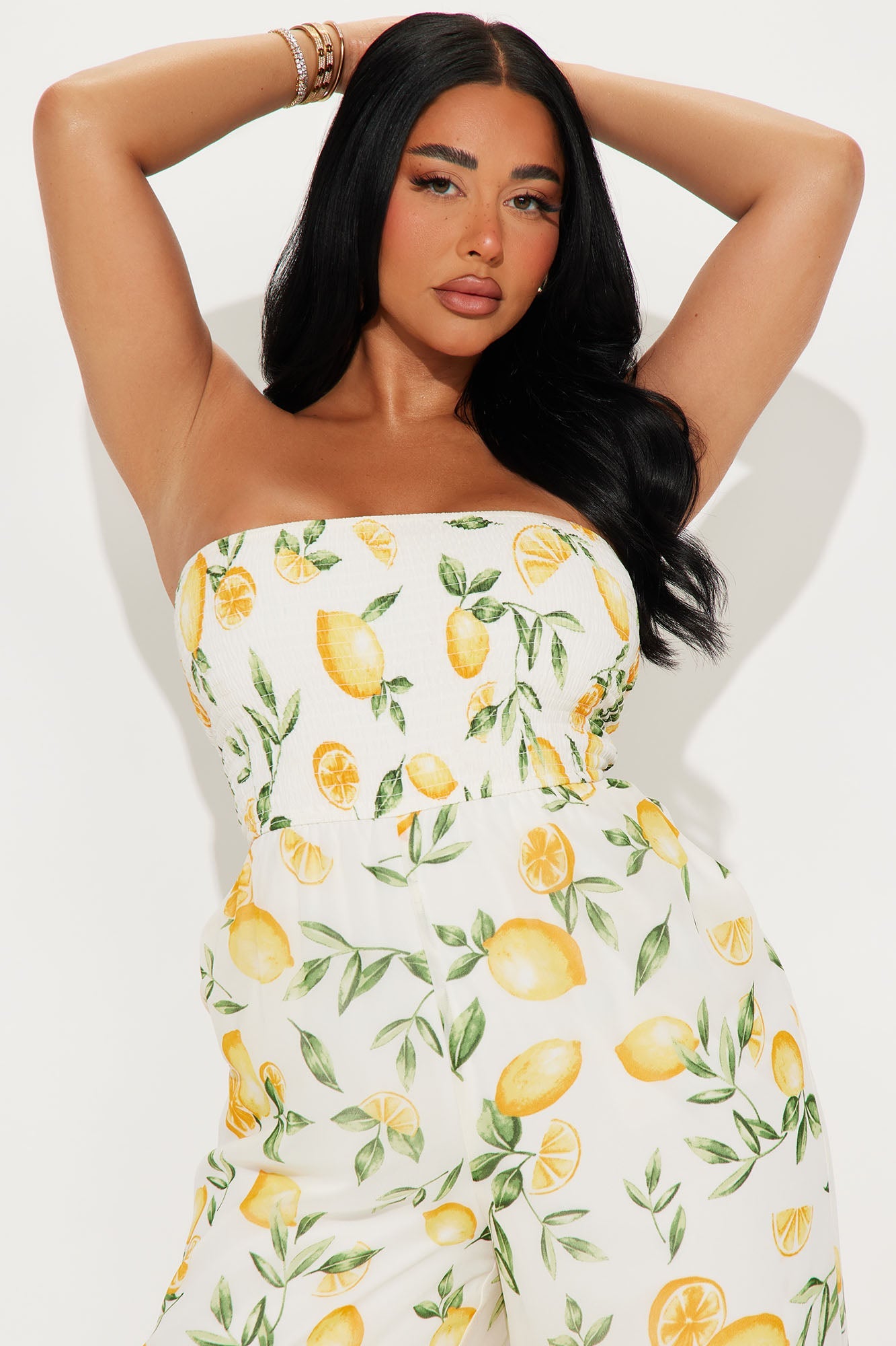 Brighten Your Day Fruit Print Jumpsuit - Yellow/combo