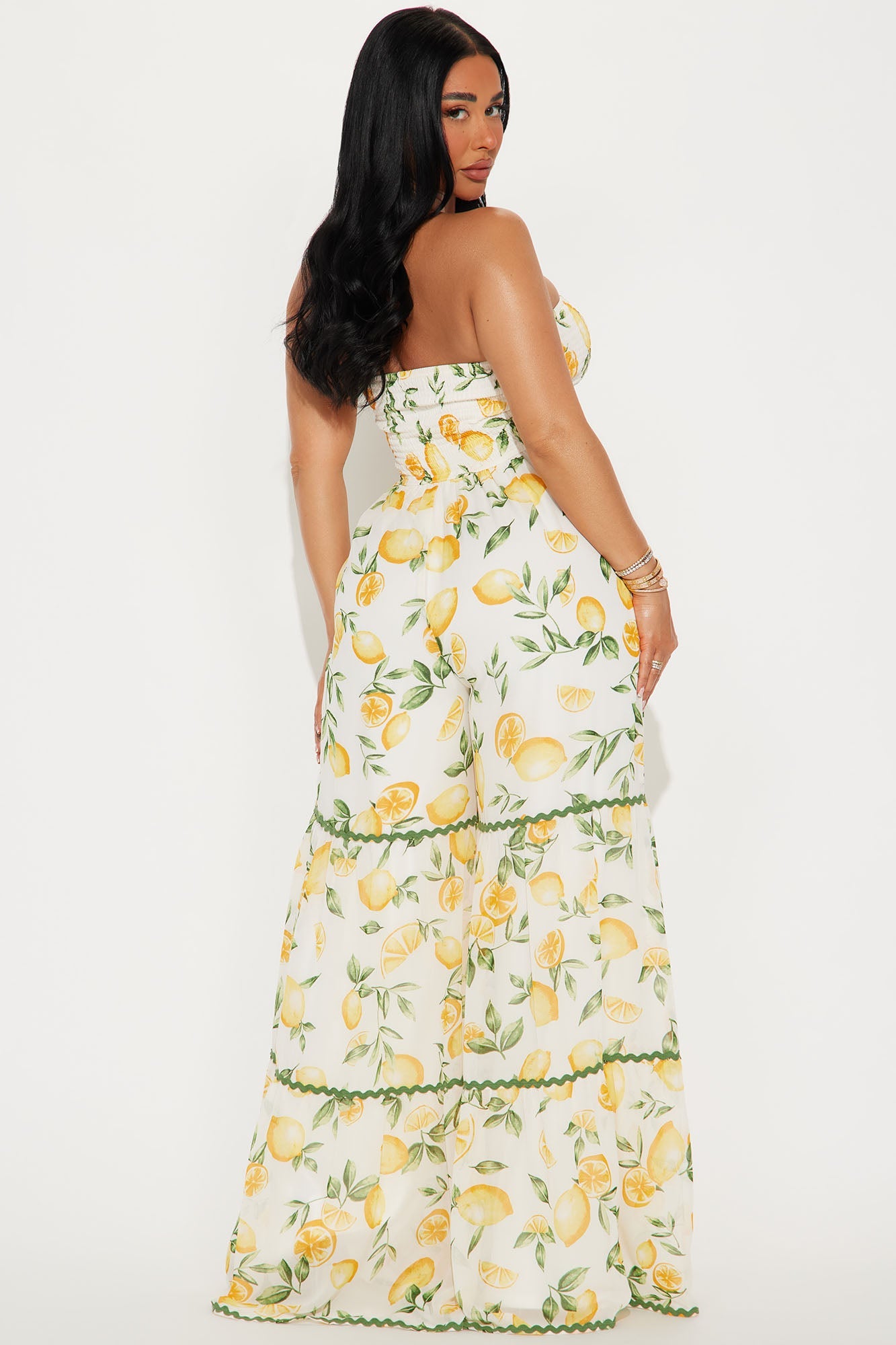 Brighten Your Day Fruit Print Jumpsuit - Yellow/combo