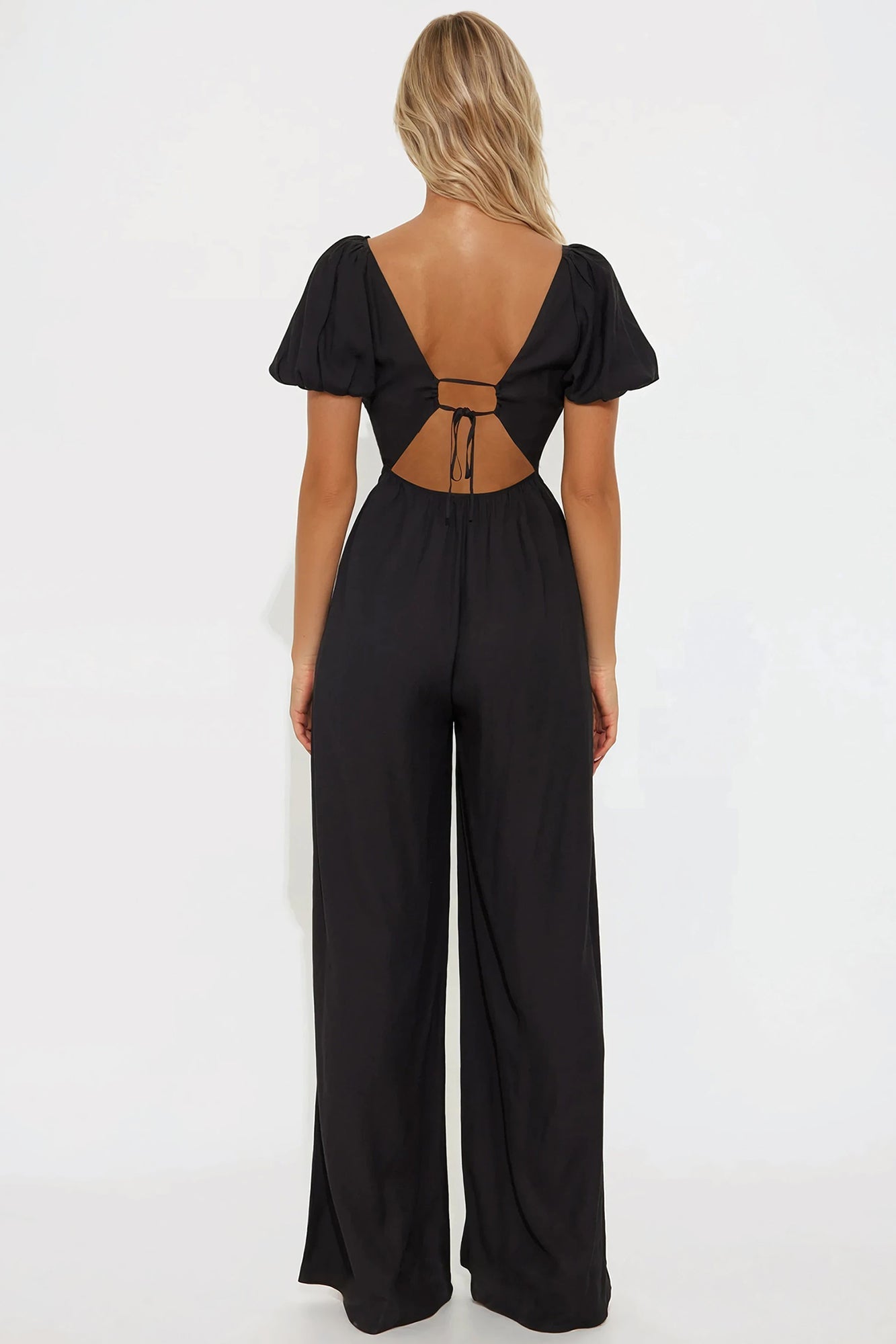 Prim Puff Sleeve Jumpsuit - Black