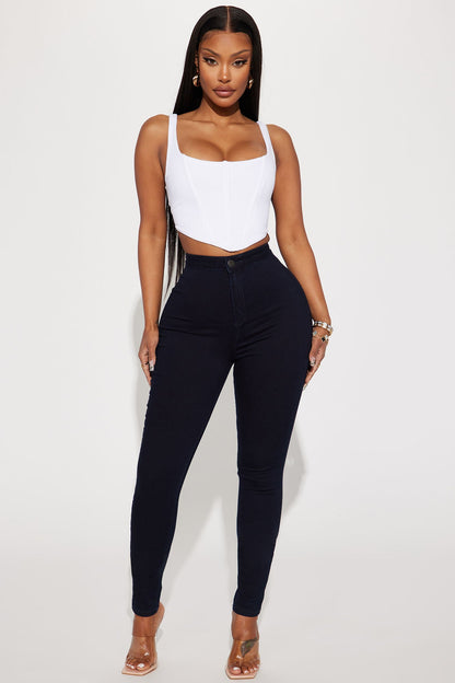 Super High Waist Denim Skinnies - Indigo