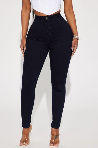 Super High Waist Denim Skinnies - Indigo