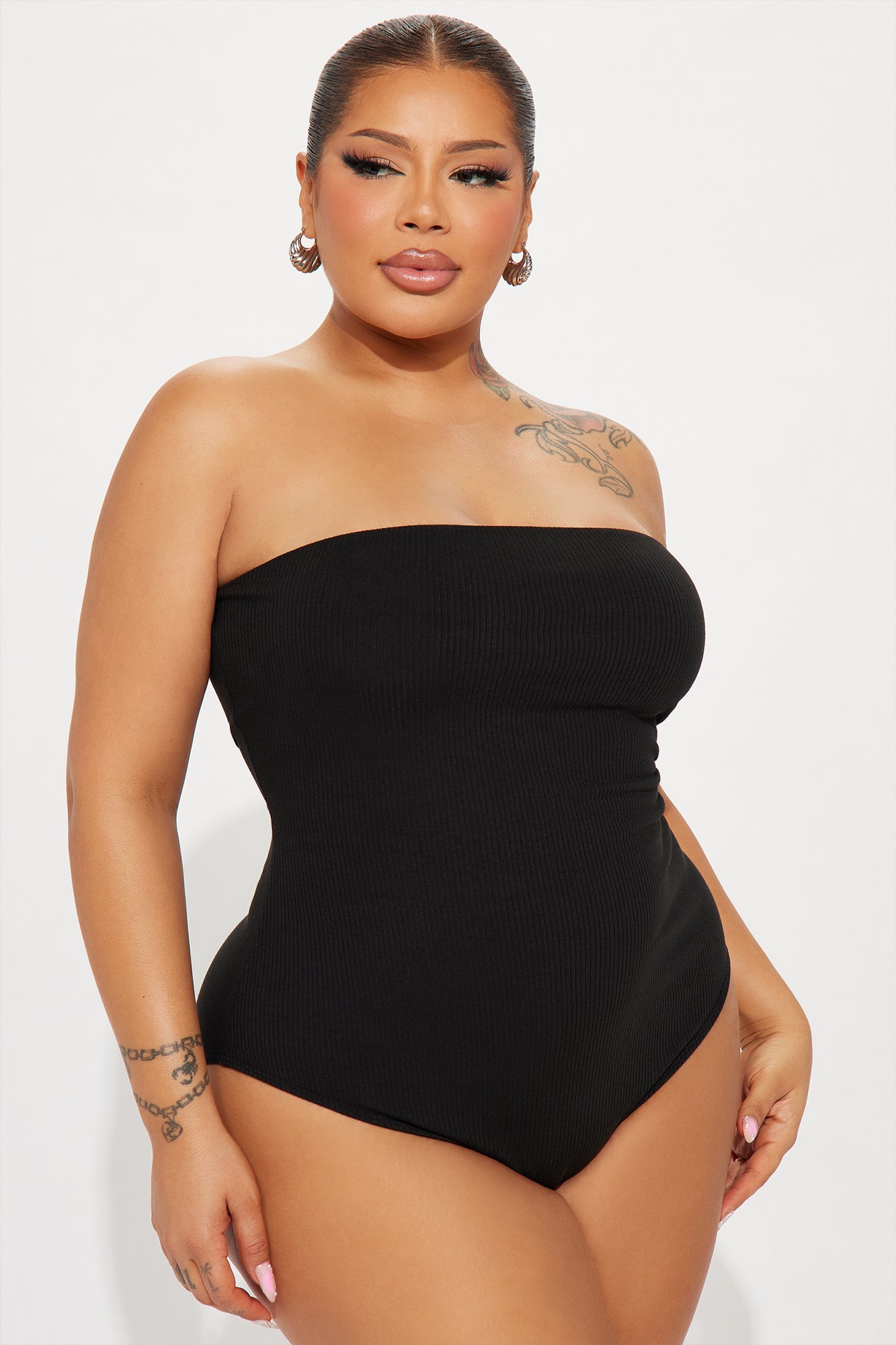 Demi Double Lined Tube Bodysuit - Black