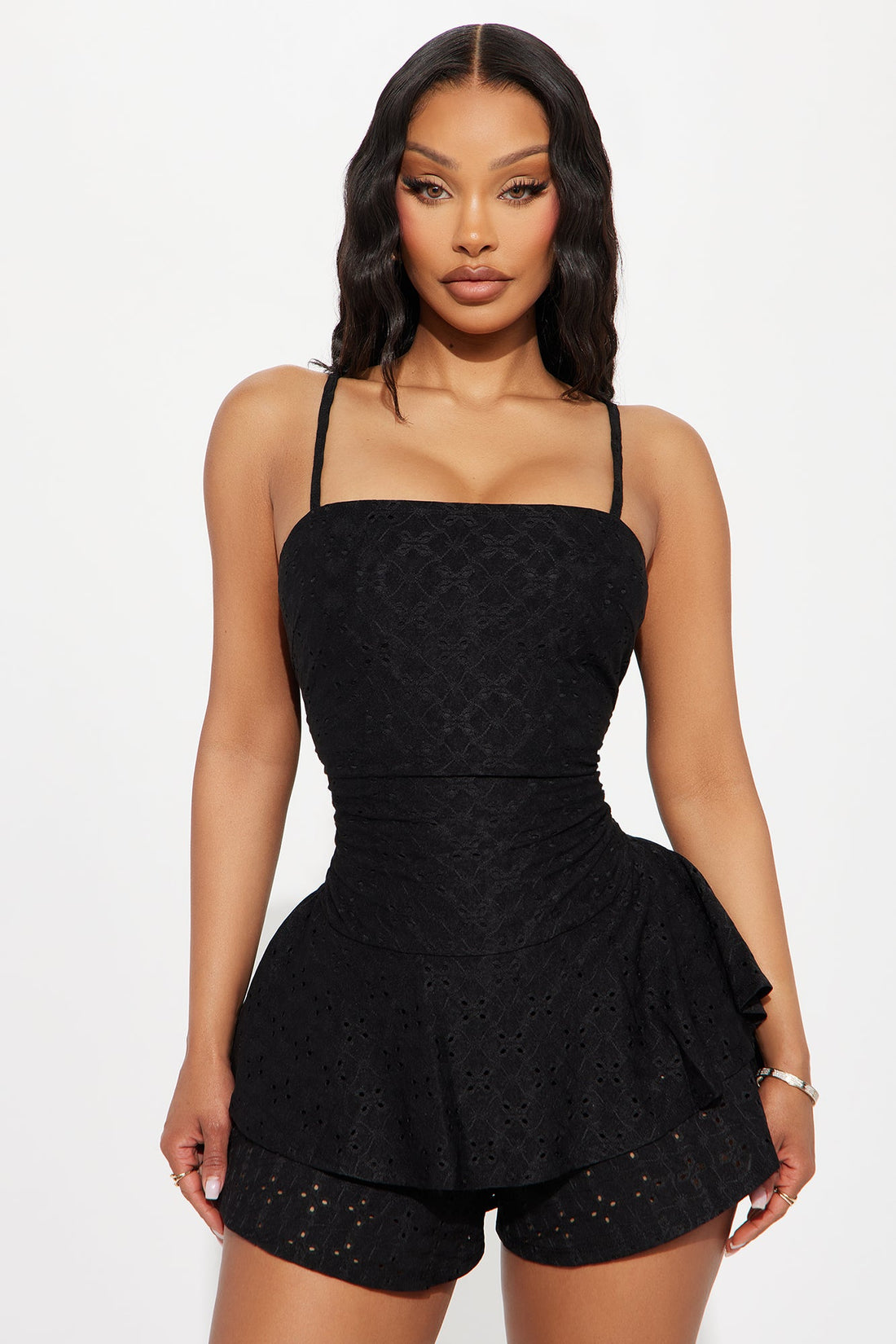 In The Mood For Love Eyelet Romper - Black