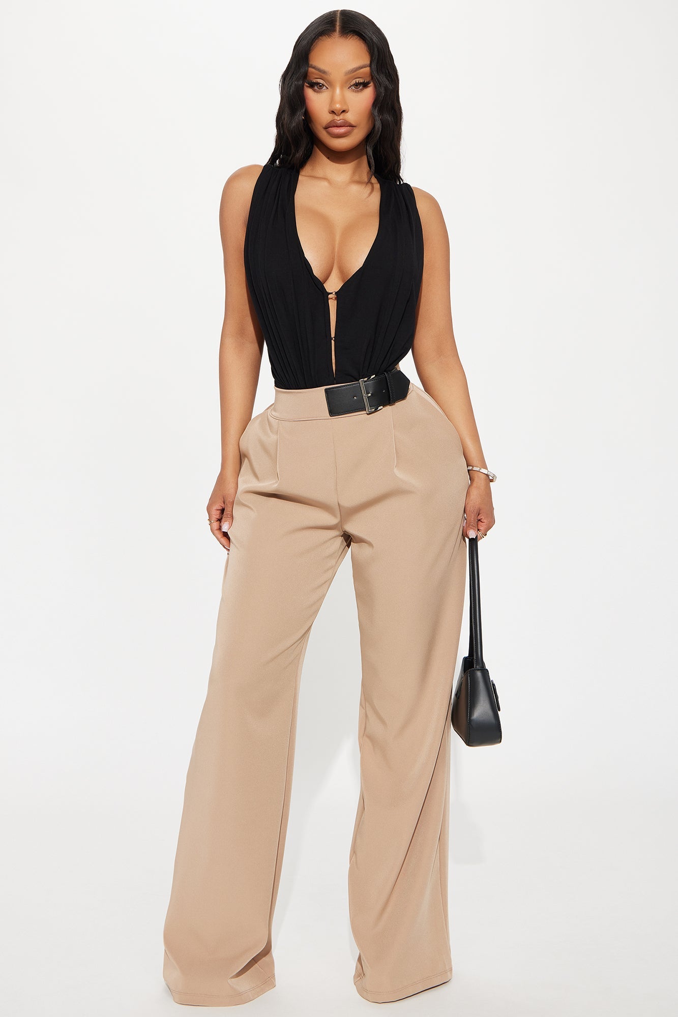 Headed To The Office Belted Trouser Pant - Tan