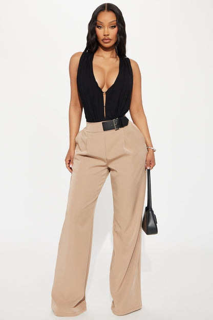 Headed To The Office Belted Trouser Pant - Tan