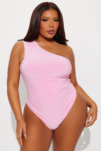 Living Proof One Shoulder Ruched Bodysuit - Pink