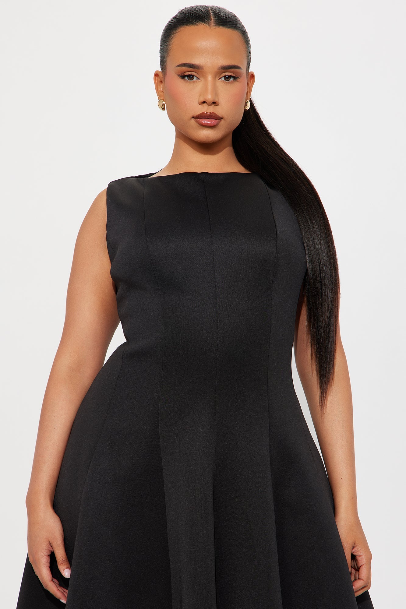 Sweet Sunday Pleated Midi Dress - Black