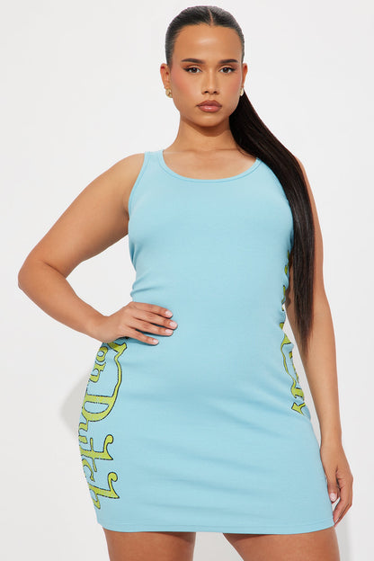Von Dutch Ribbed Tank Dress - Blue/combo