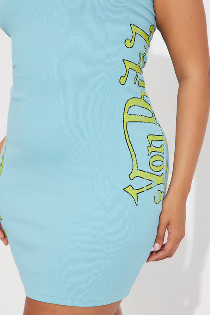 Von Dutch Ribbed Tank Dress - Blue/combo
