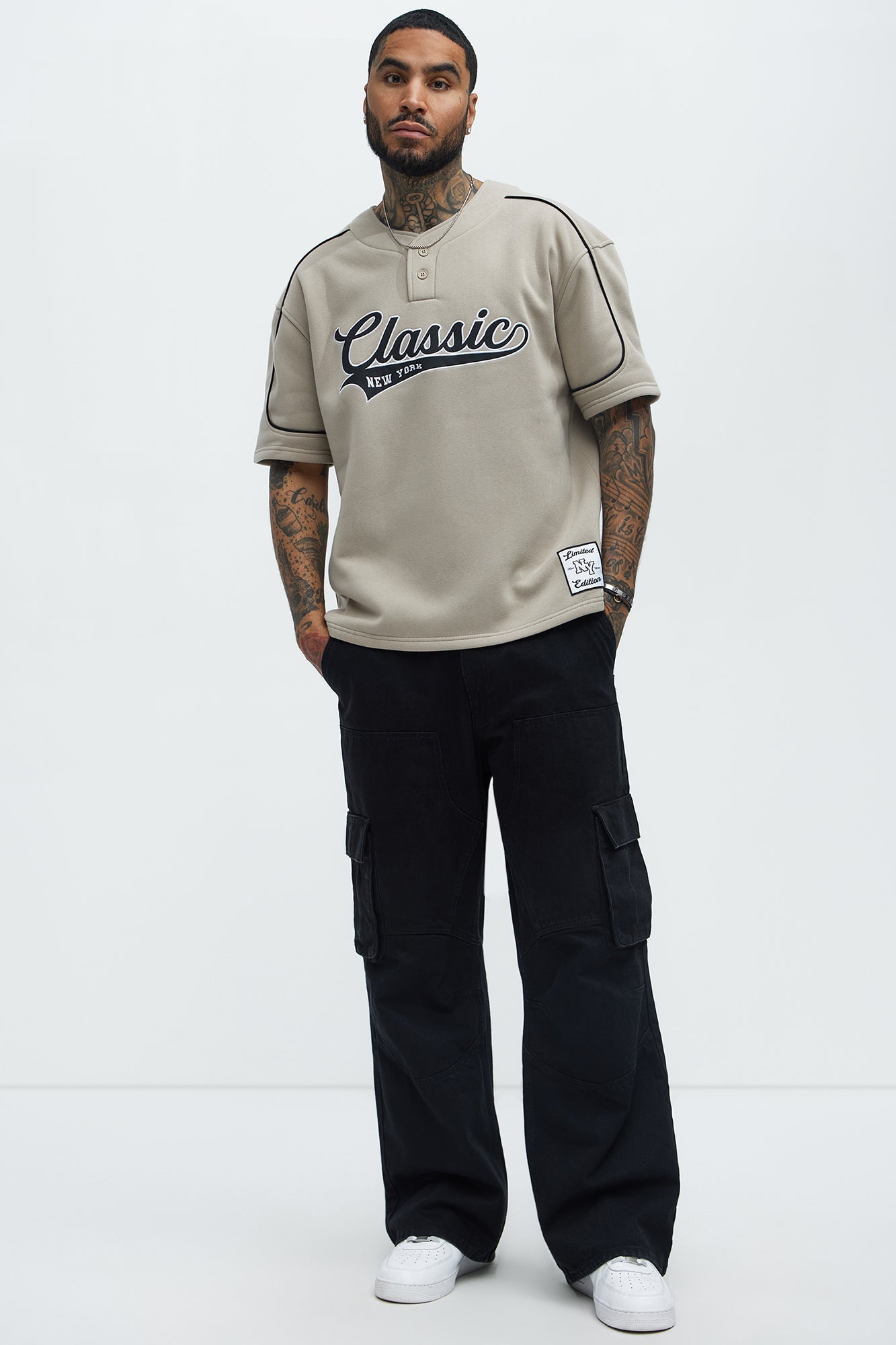 Classic New York Short Sleeve Henley - Stone