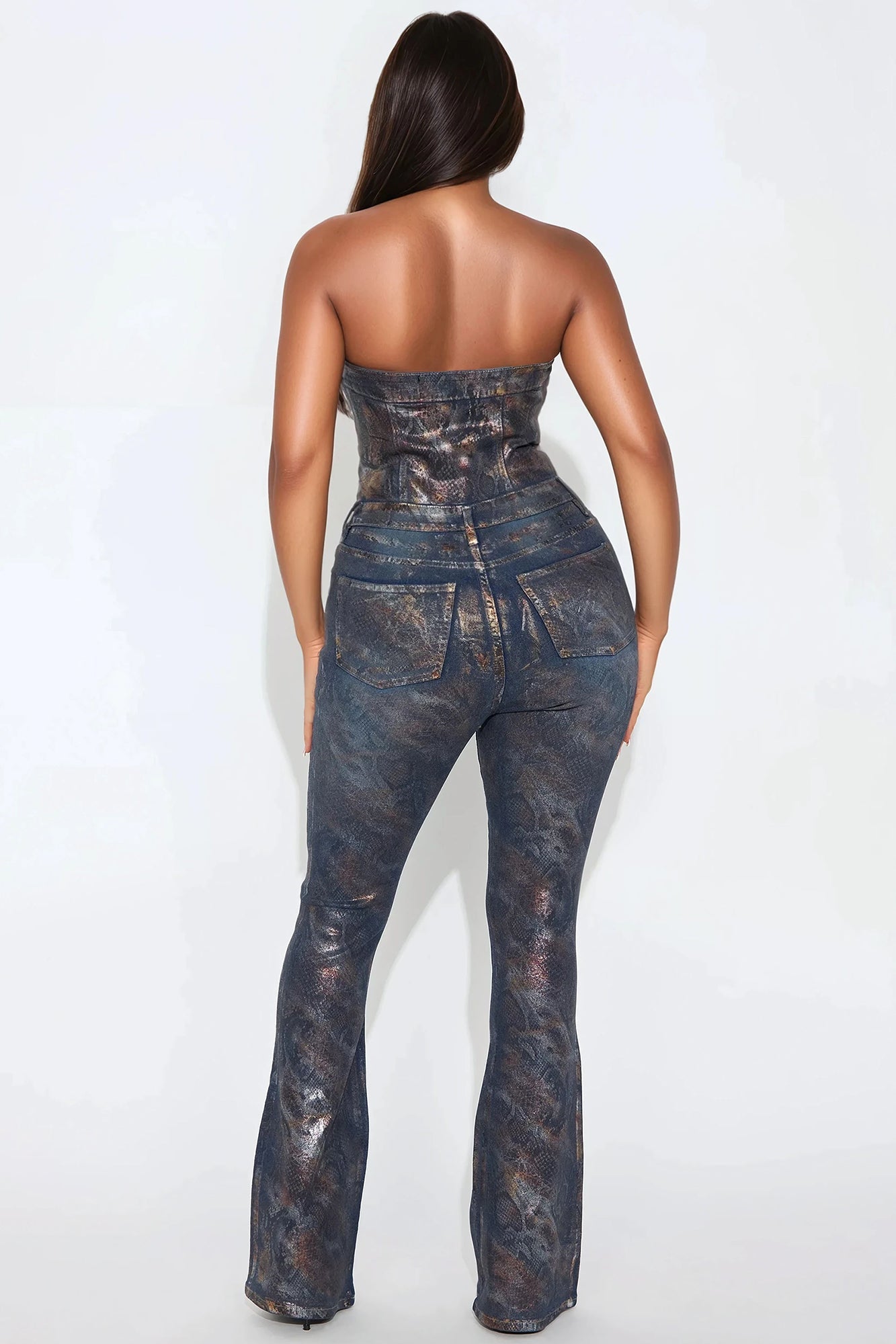 Sneaky Games Foil Denim Jumpsuit - Dark Wash