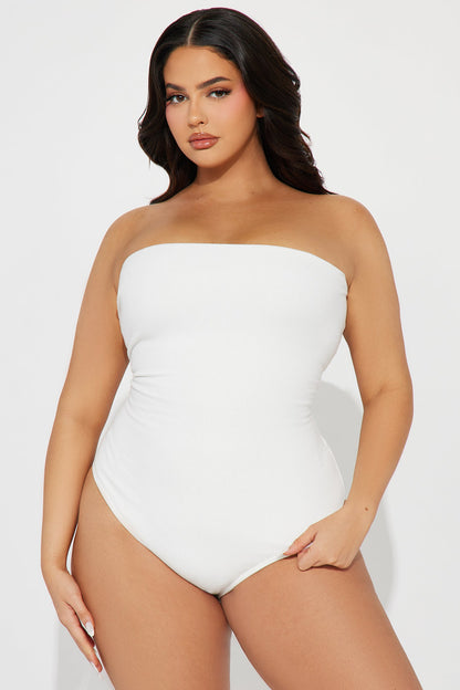 Demi Double Lined Tube Bodysuit - White