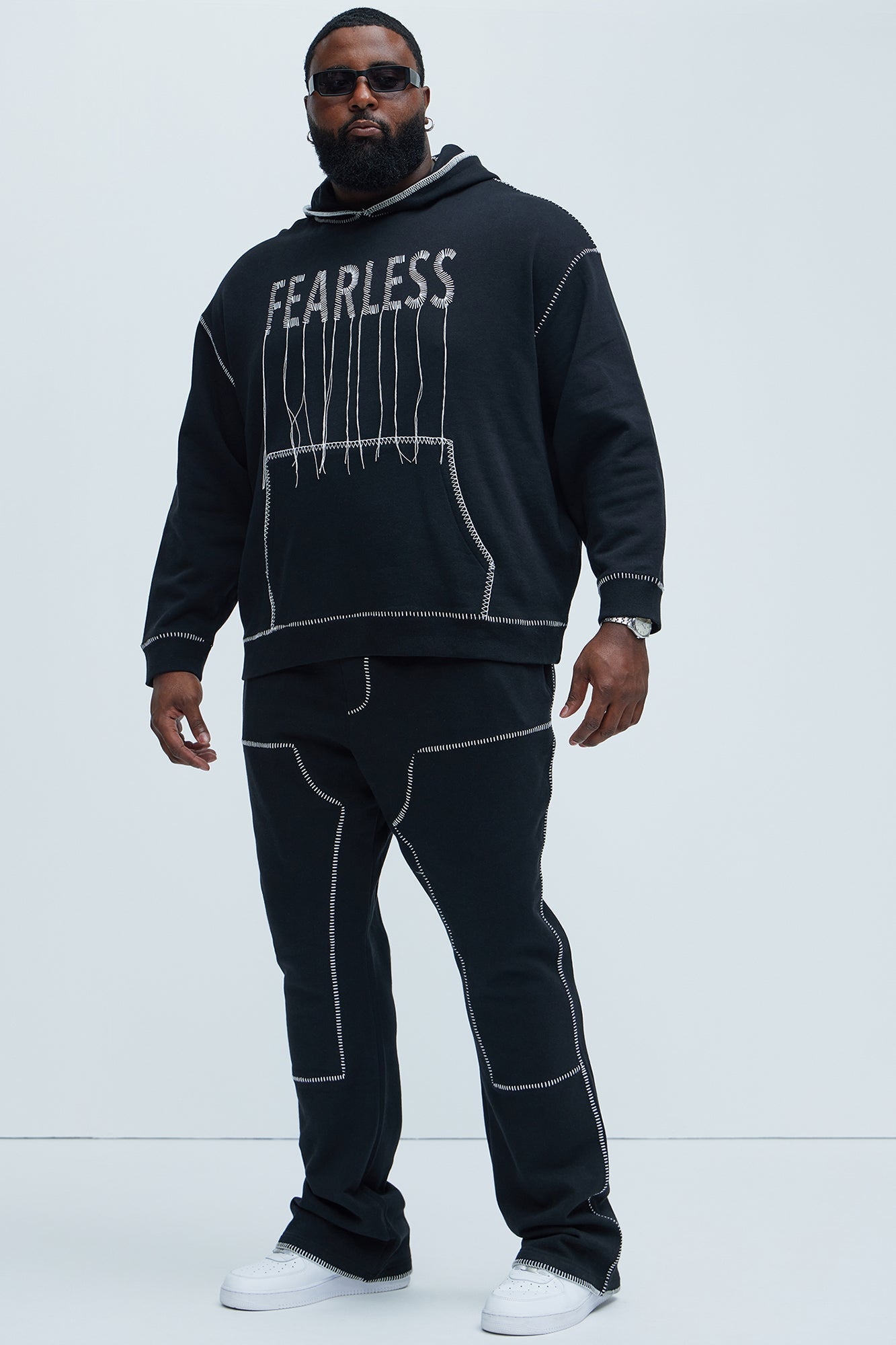 Tyson Stitch Skinny Flared Sweatpants - Black
