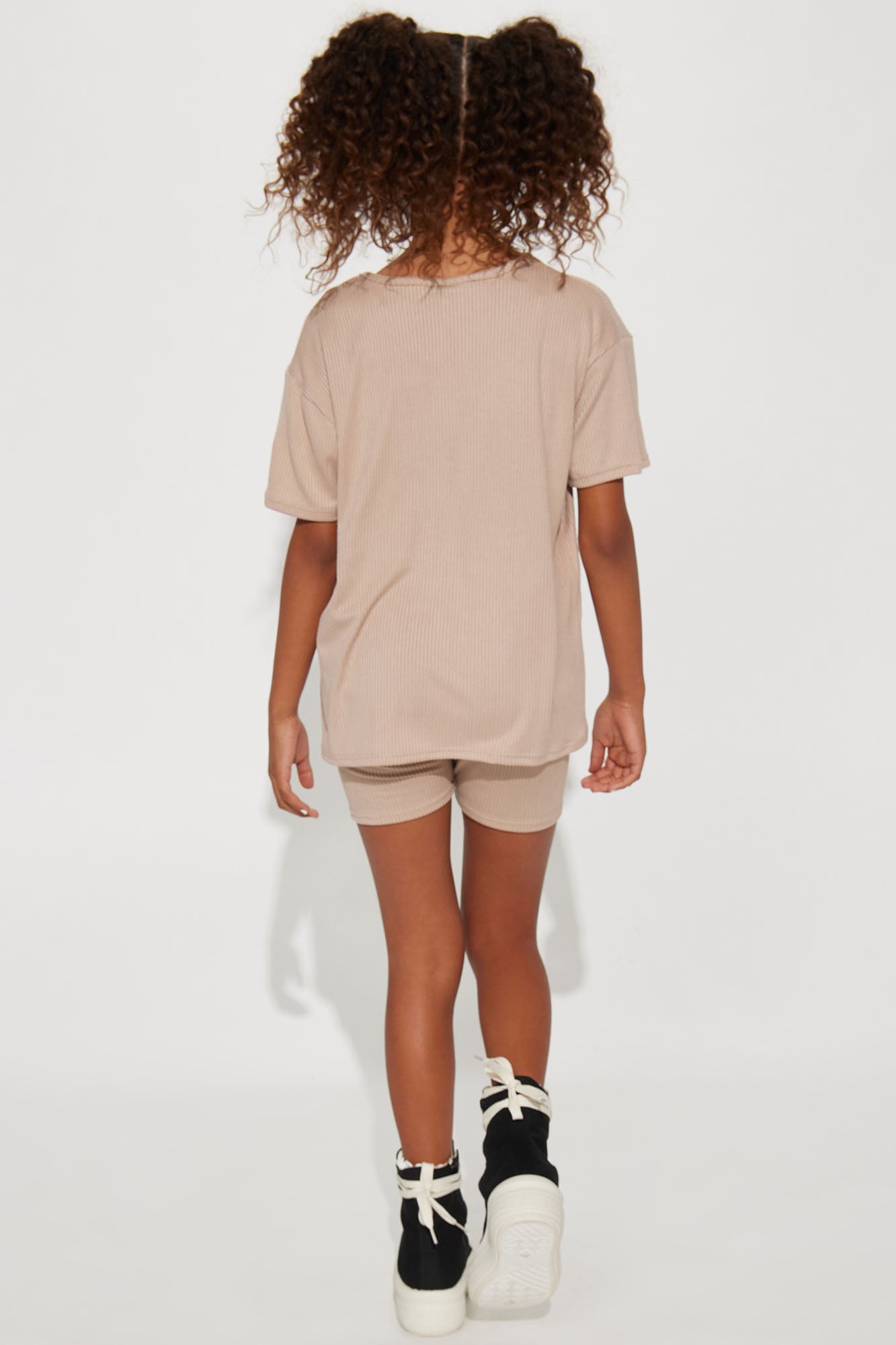 Mini Chelsea Girl Gang Biker Short Set - Khaki