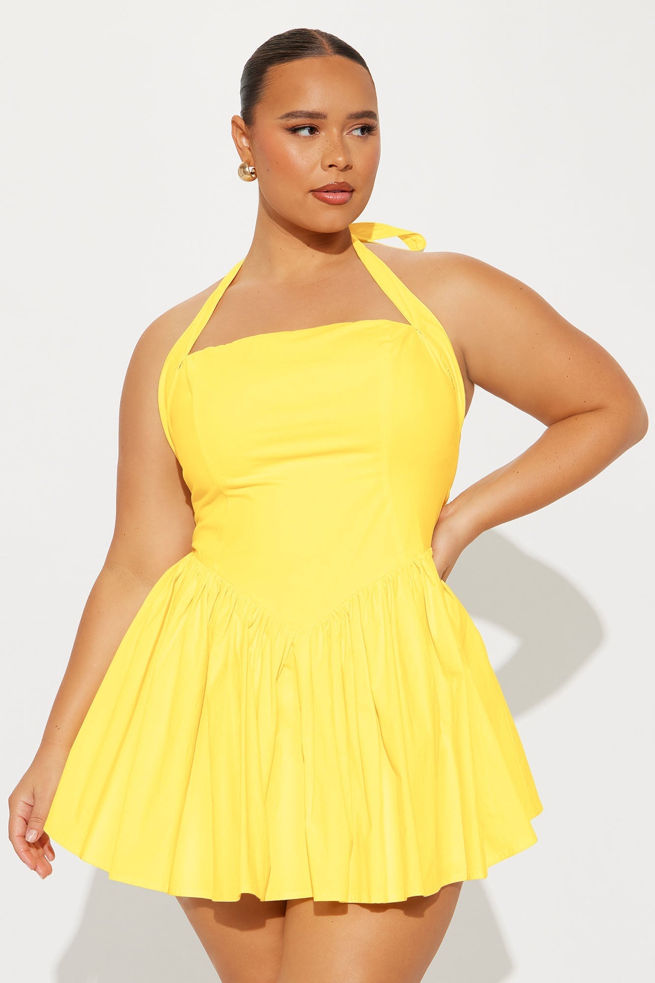 Arabelle Halter Mini Dress - Butter Yellow