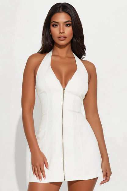 Run This Town Denim Mini Dress - White Wash