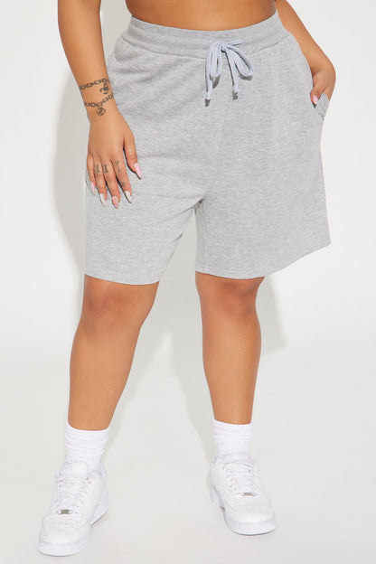 Here To Lounge Sweatshorts - Heather Grey