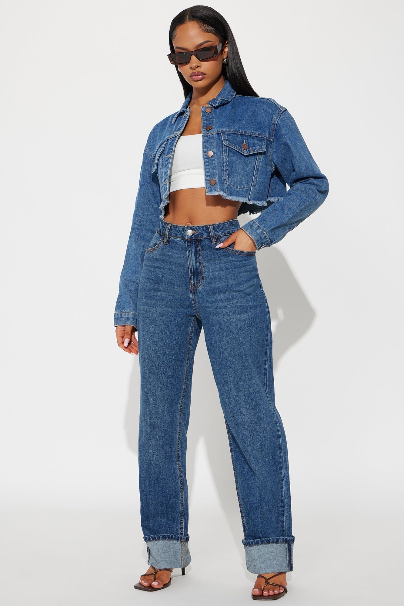 Webster Cuffed High Rise Straight Jean - Dark Wash
