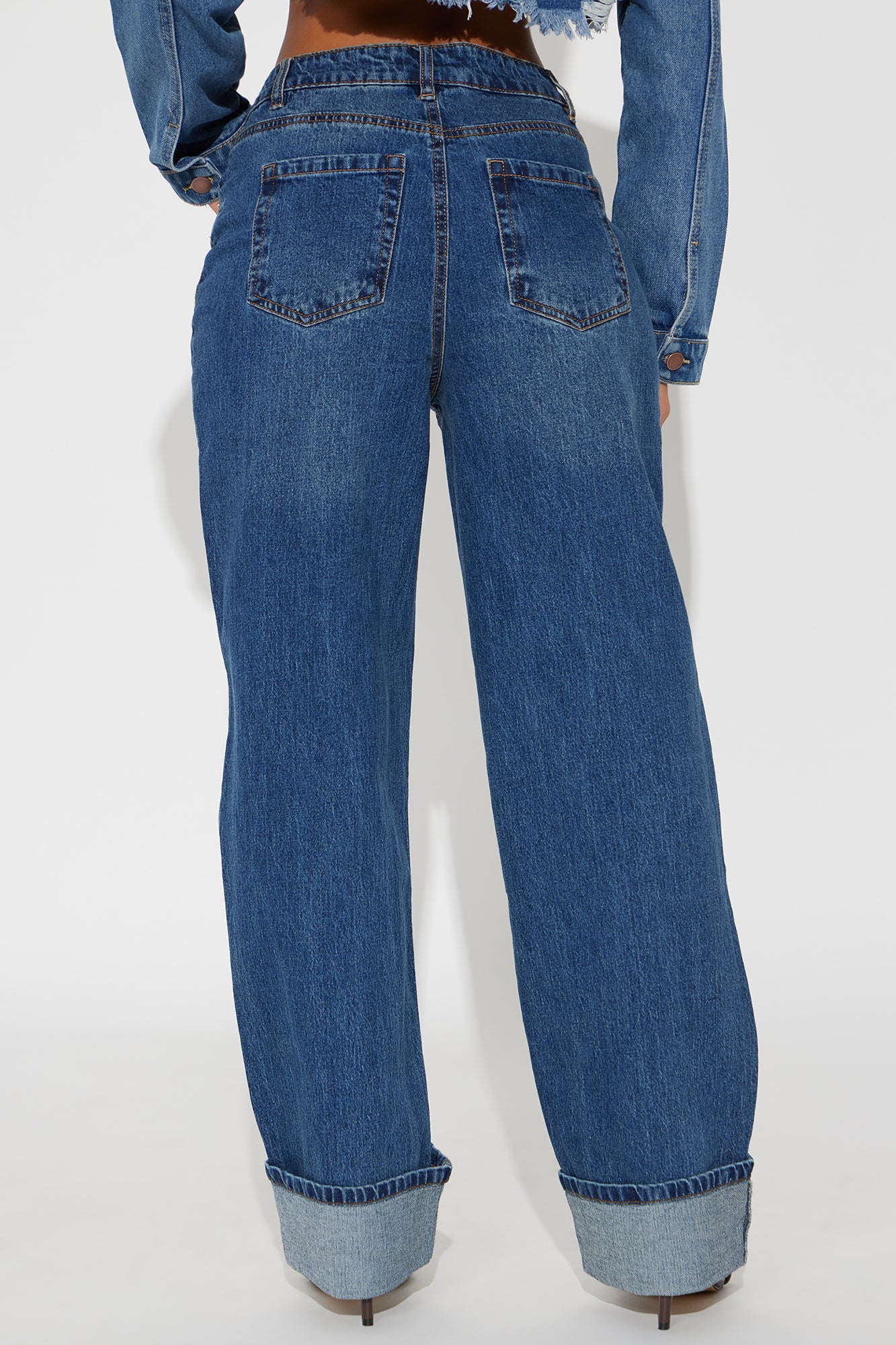 Webster Cuffed High Rise Straight Jean - Dark Wash