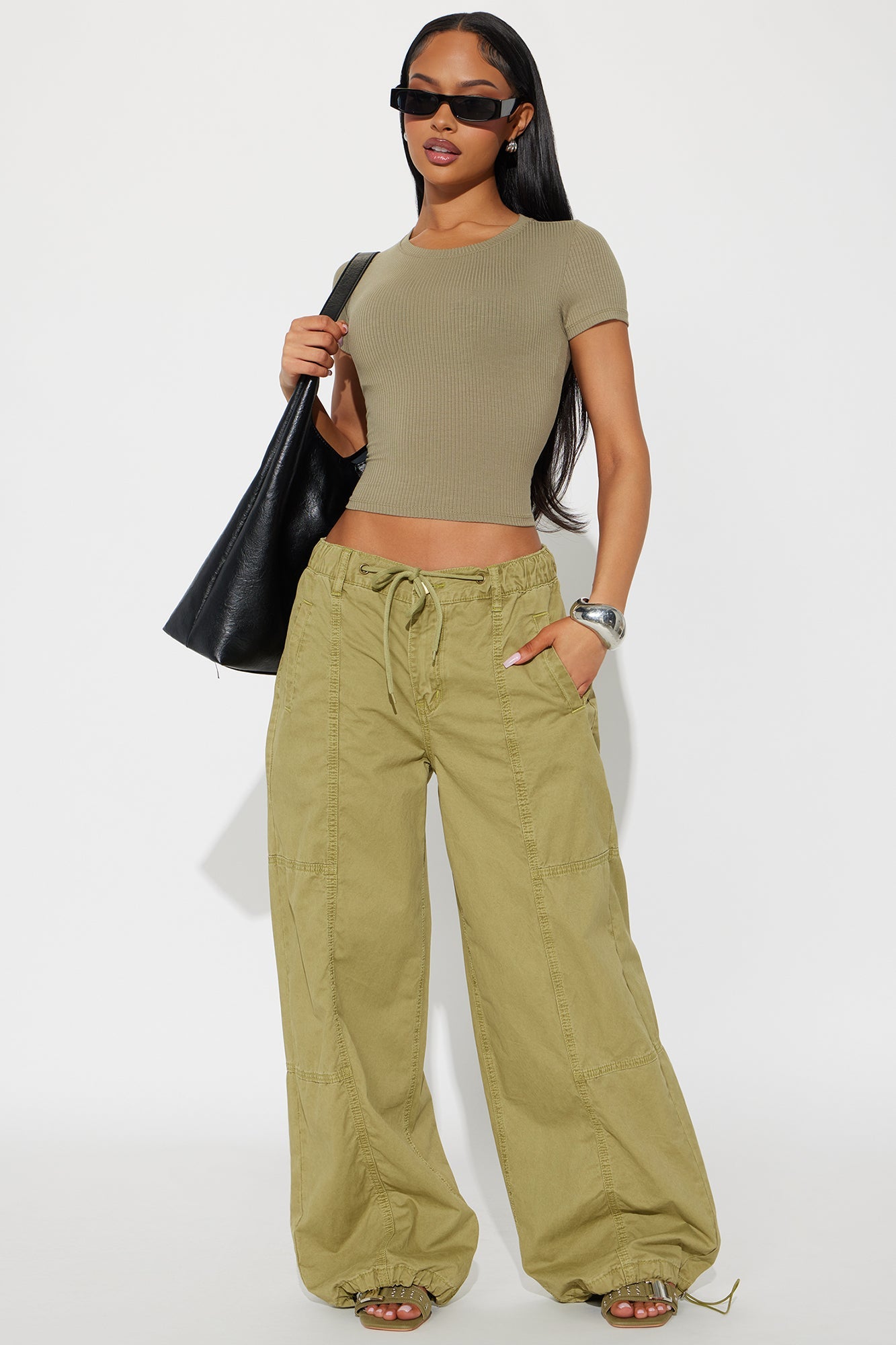 Olivia Wide Leg Jogger - Olive
