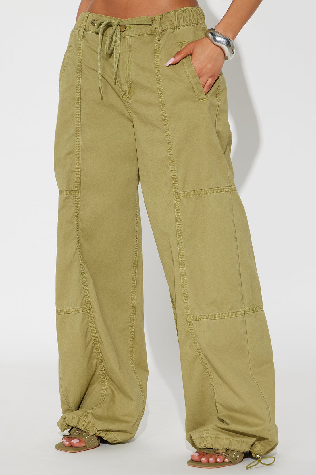 Olivia Wide Leg Jogger - Olive