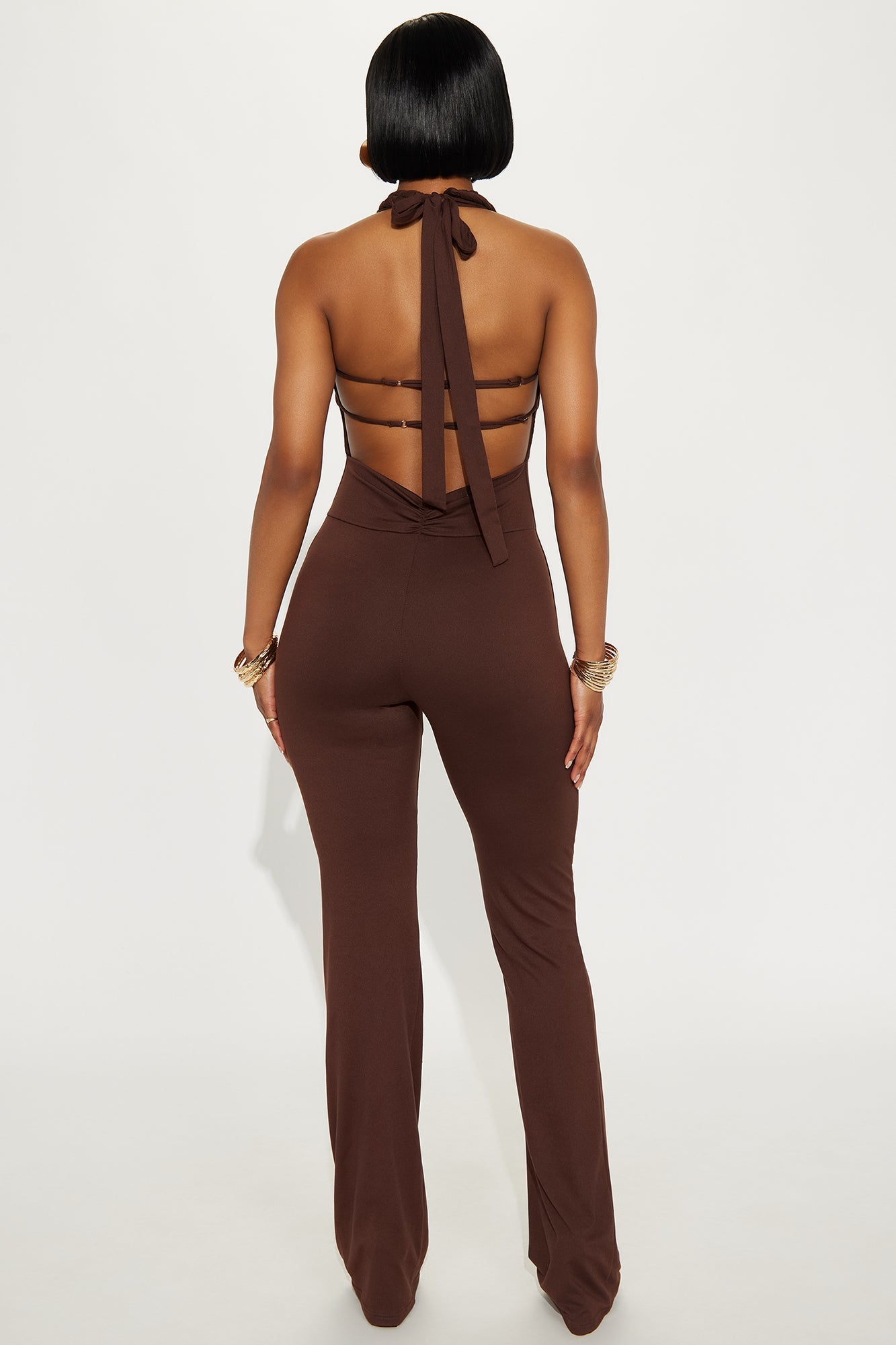 Valerie Sexy Club Halter Jumpsuit - Brown