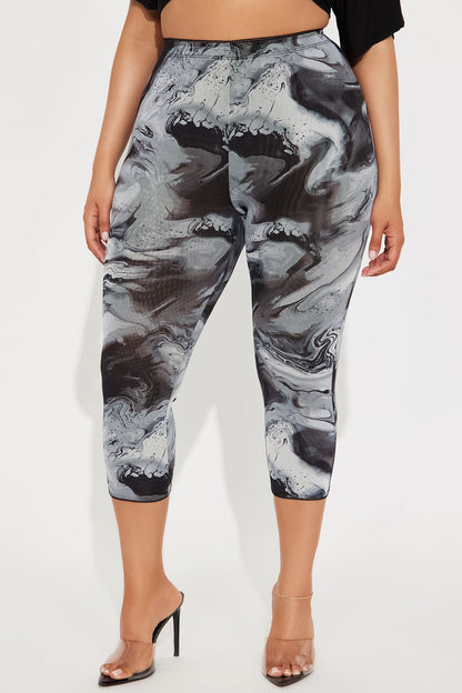 Maya Mesh Capri Legging - Grey
