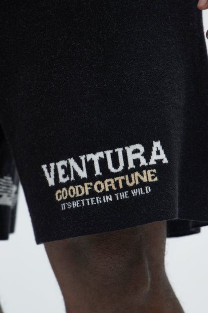 Dragon Palm Knitted Relaxed Shorts - Black/combo