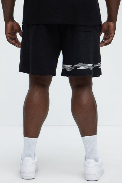 Dragon Palm Knitted Relaxed Shorts - Black/combo