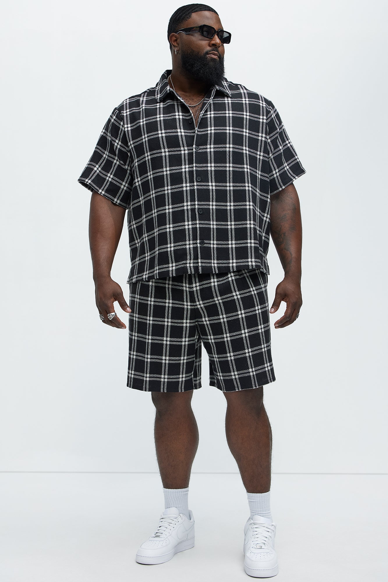 Porter Plaid Relaxed Shorts - Black/combo