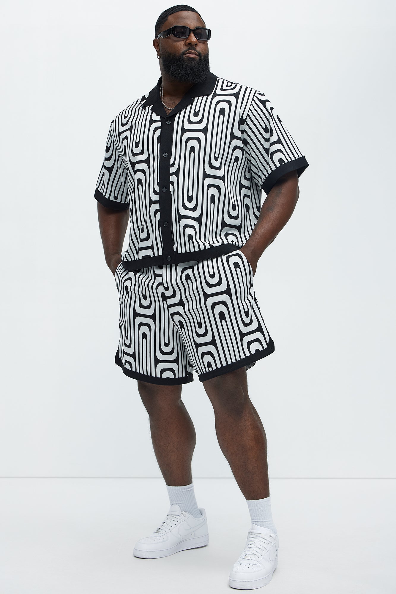 Jack Retro Pattern Warm Up Shorts - Black/combo