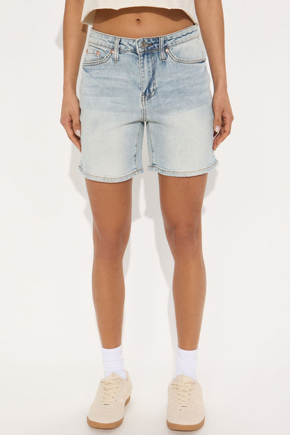 On My Mind Denim Bermuda Shorts - Light Wash