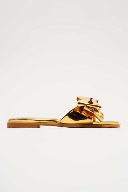 Wish It Was Metallic Sandals - Gold