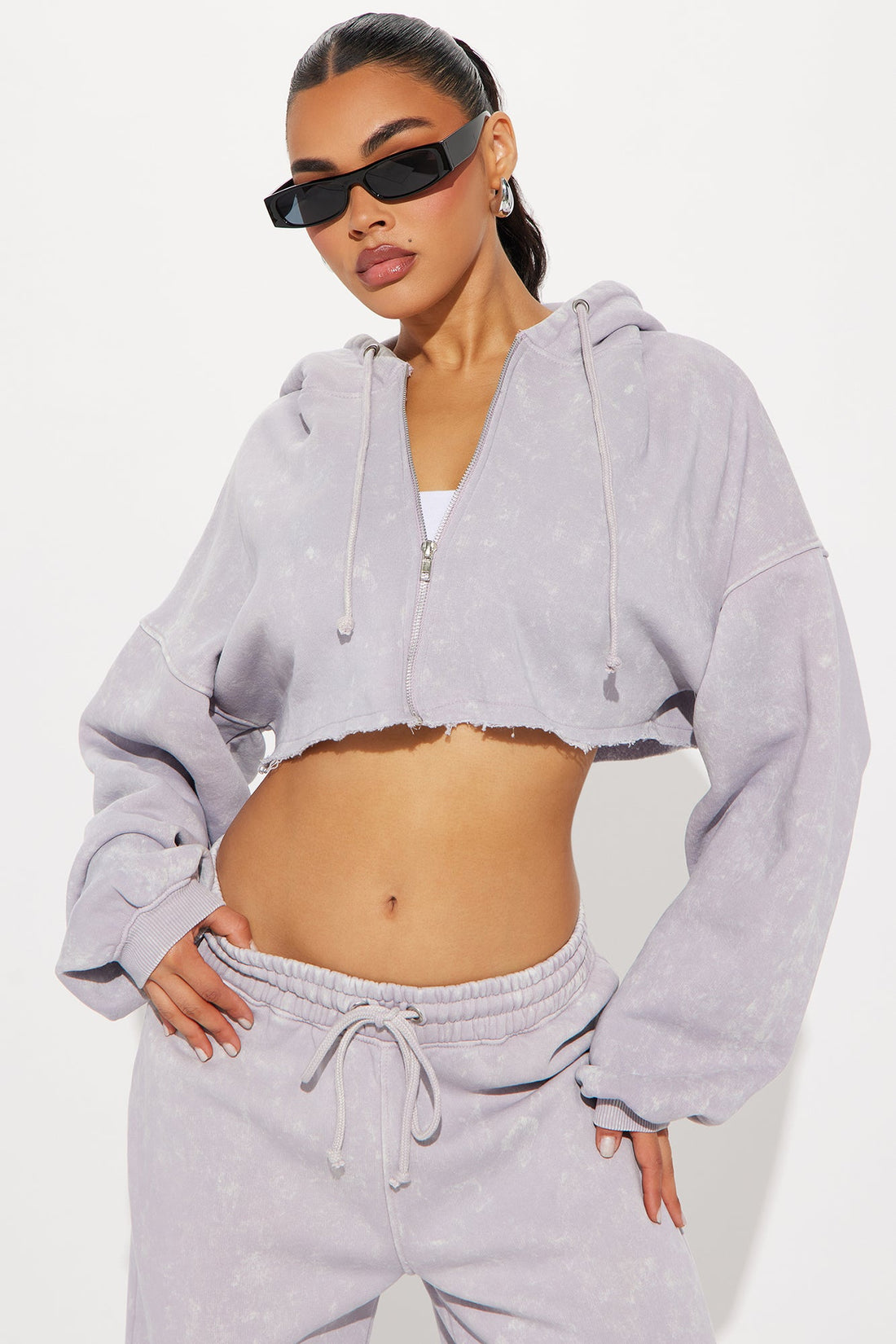 On The Go Fleece Pant Set - Heather/Combo