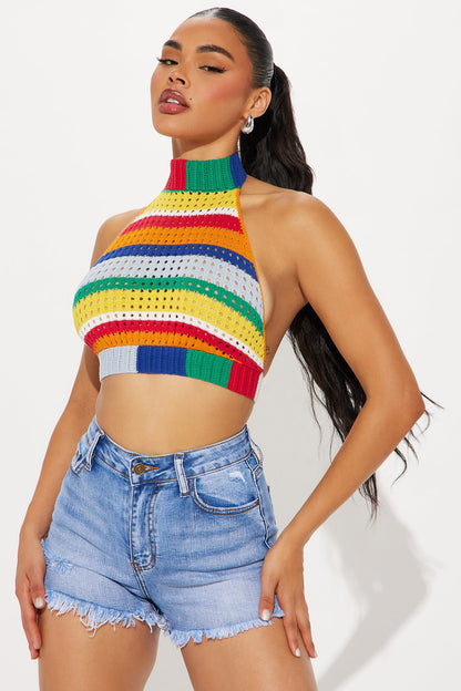 Standing Out Crochet Halter Top - Multi Color