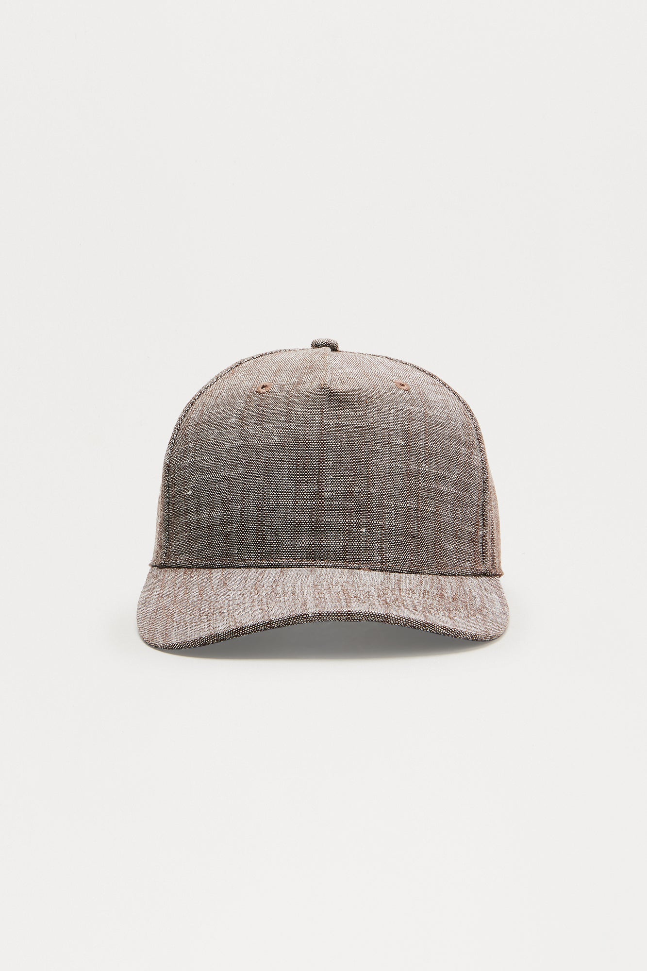 Textured Linen Snapback Hat - Brown